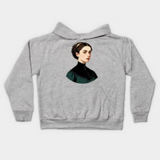 Sad Victorian Lady Wearing a Green and Black Blouse Kids Hoodie